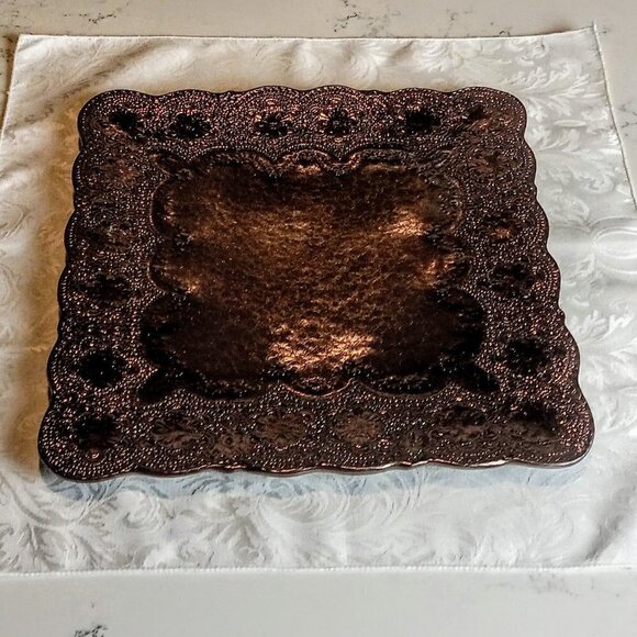 Arte Italica Merletto Metallic Square Ceramic Tray - Picture 2 of 6